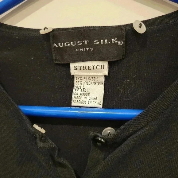 Womans August Silk Knits Black Short Knitted Jacket Long Sleeves large - Picture 4 of 8